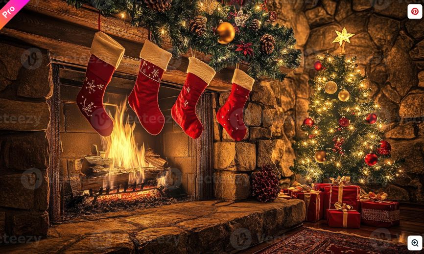 Cozy living room with holiday decorations