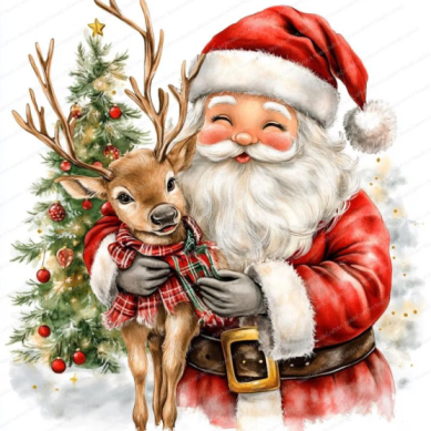Santa with reindeer illustration
